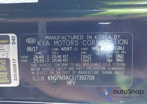 2018 Kia Sportage Lx из США, поврежденный, VIN KNDPM3AC0J7392709